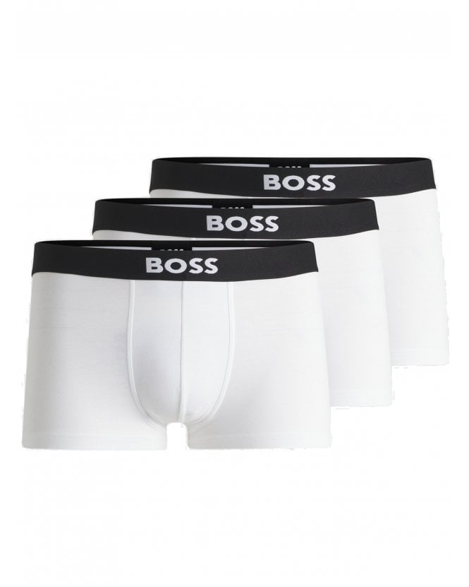 BOSS Mens 3 Pack Logo Waistband Boxers White