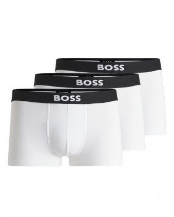 Mens 3 Pack Logo Waistband Boxers White