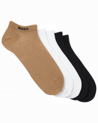 Mens 5P AS Uni CC Five-Pack Cotton-Blend Ankle Socks - Black/White/Beige