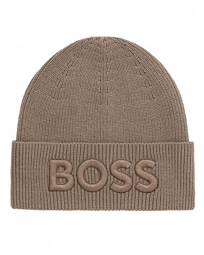 BOSS Mens AFox_R Embroidered Logo Beanie Green