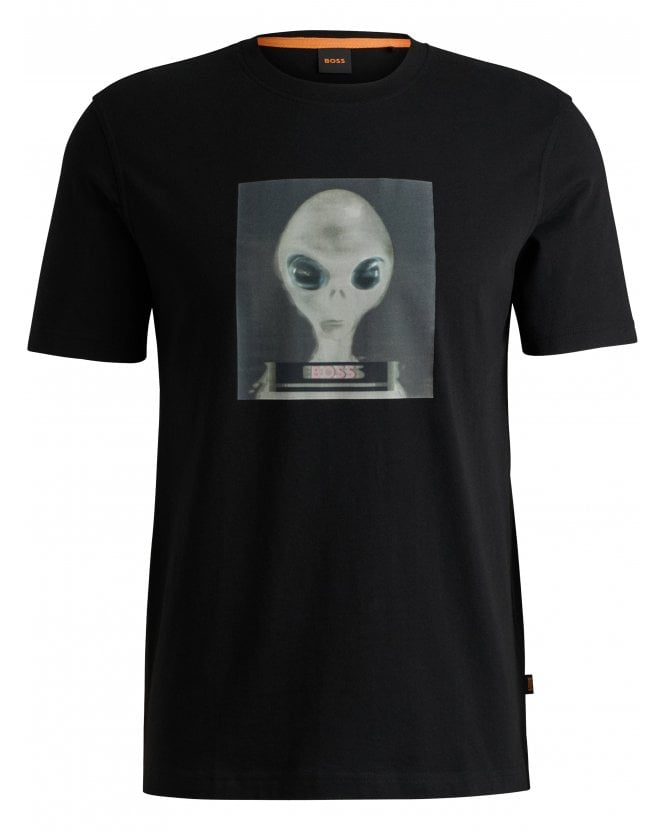 BOSS Mens Alien Print T-Shirt Black