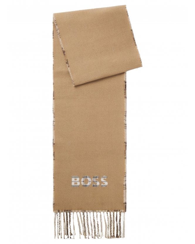 BOSS Mens Alistar Reversible Scarf Beige