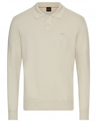 Mens Asac_PL Long Sleeve Polo Shirt - Light Beige 