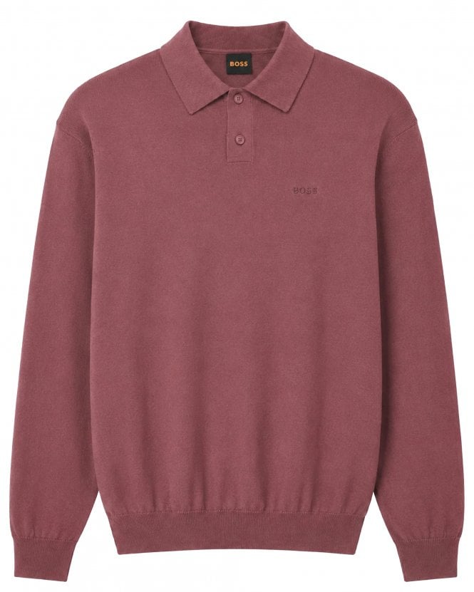 BOSS Mens Asac_PL Long Sleeve Polo Shirt - Medium Red