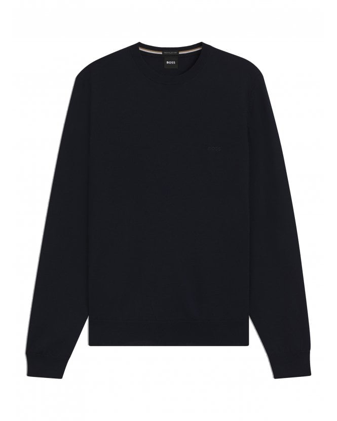 BOSS Mens Botto-L Knit Crew Neck Jumper Dark Blue
