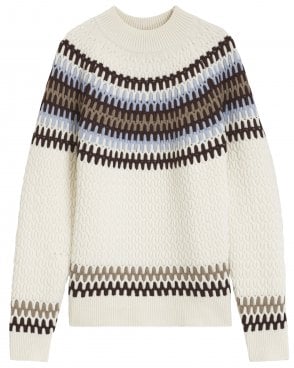 Mens C-Fiotto Regular Fit Fair Isle Virgin Wool Jumper - Off White (Natural)
