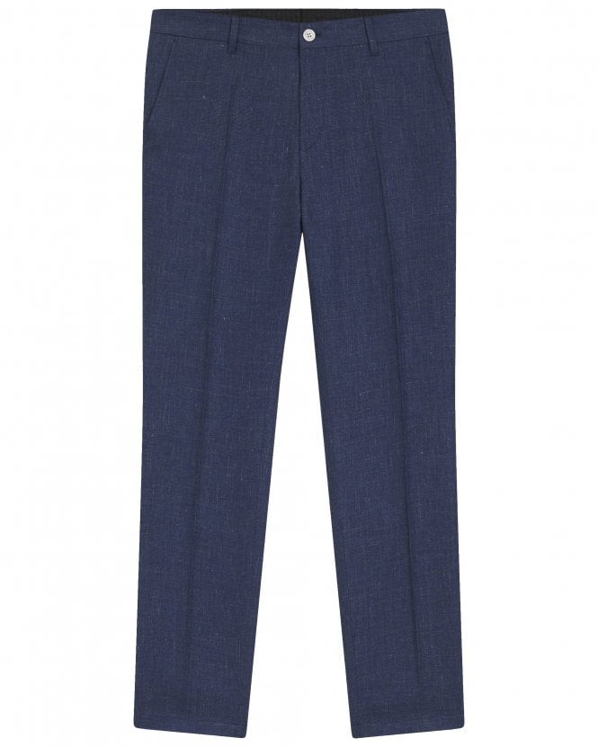BOSS Mens C-Genius-262 Slim-Fit Linen Blend Trousers - Dark Blue