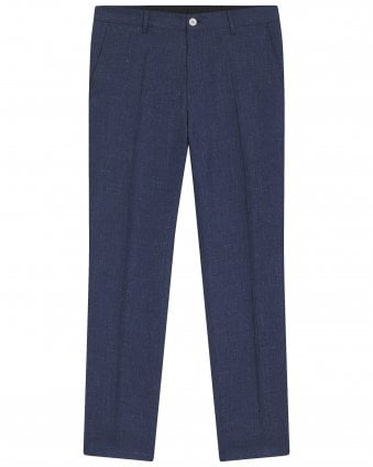 Mens C-Genius-262 Slim-Fit Linen Blend Trousers - Dark Blue