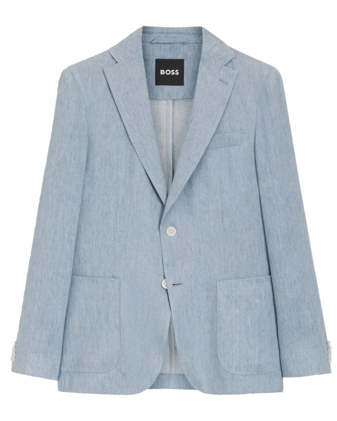 BOSS Mens C Hanry 262 Slim-Fit Linen Blend Jacket - Light Blue