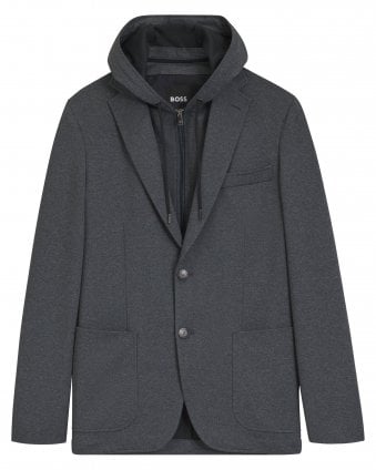Mens C-Hanry-J-HD-263 Slim Fit Hybrid Hooded Blazer Jacket - Open Blue (Blue/Grey)