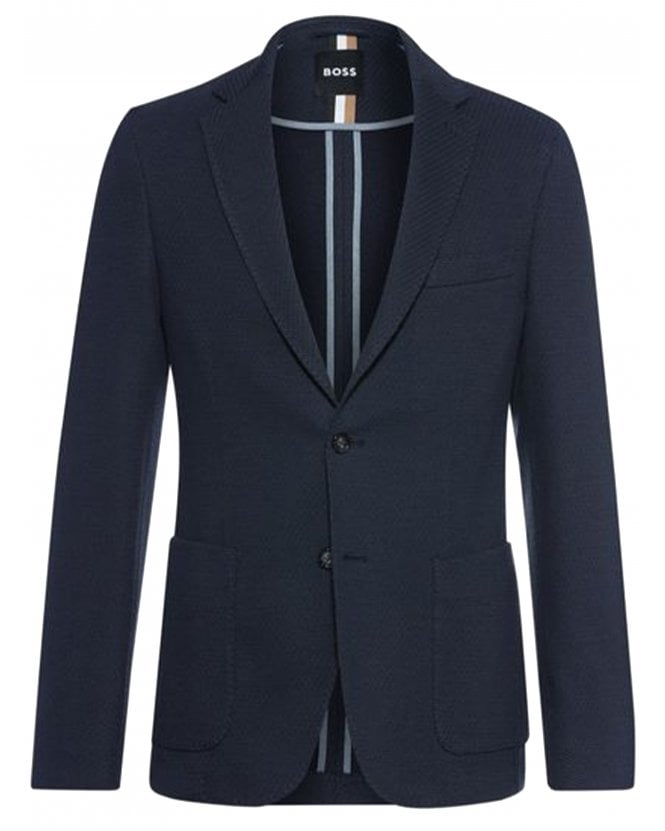 BOSS Mens C Hanry Waffle Textured Blazer Jacket Dark Blue