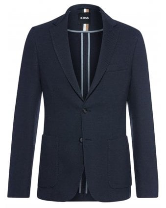 Mens C Hanry Waffle Textured Blazer Jacket Dark Blue