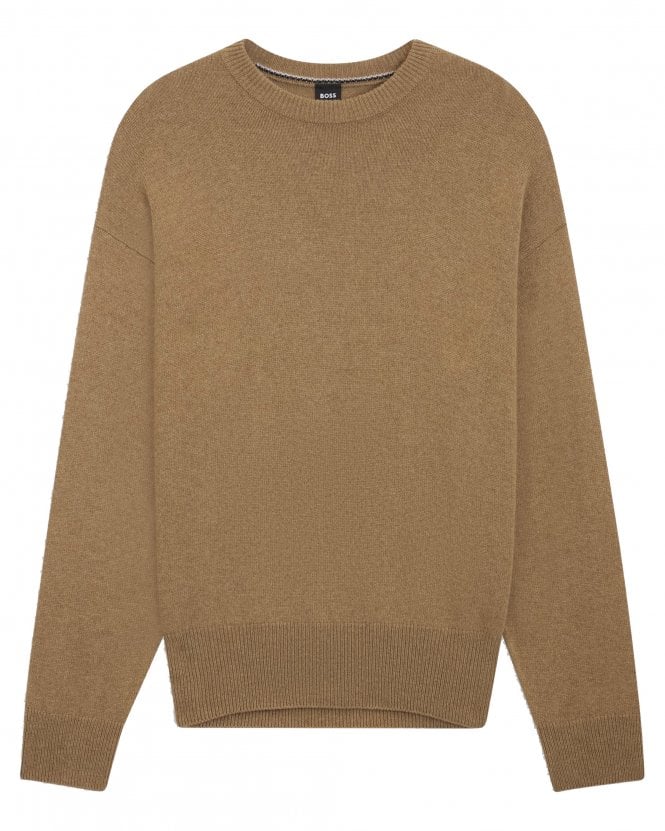 BOSS Mens C-Hercole Relaxed-Fit Knit Sweatshirt - Khaki (Beige)