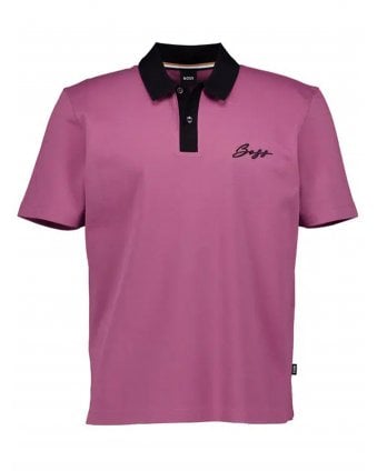 Mens C-Paras 104 Script Logo Polo Shirt Purple