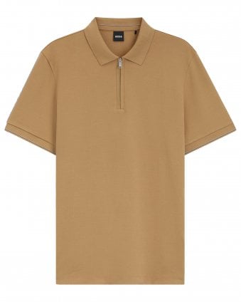 Mens C_Pei 90 Quarter Zip Polo Shirt - Beige