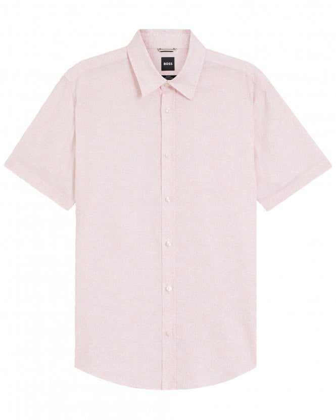 BOSS Mens C-Roan-K-SH-262 Slim-Fit Linen Floral Shirt - Light Pink