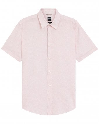 Mens C-Roan-K-SH-262 Slim-Fit Linen Floral Shirt - Light Pink