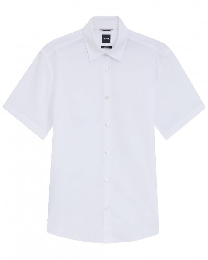 BOSS Mens C-Roan-K-SH-262 Slim-Fit Stretch Linen Shirt - White