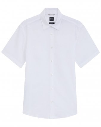 Mens C-Roan-K-SH-262 Slim-Fit Stretch Linen Shirt - White