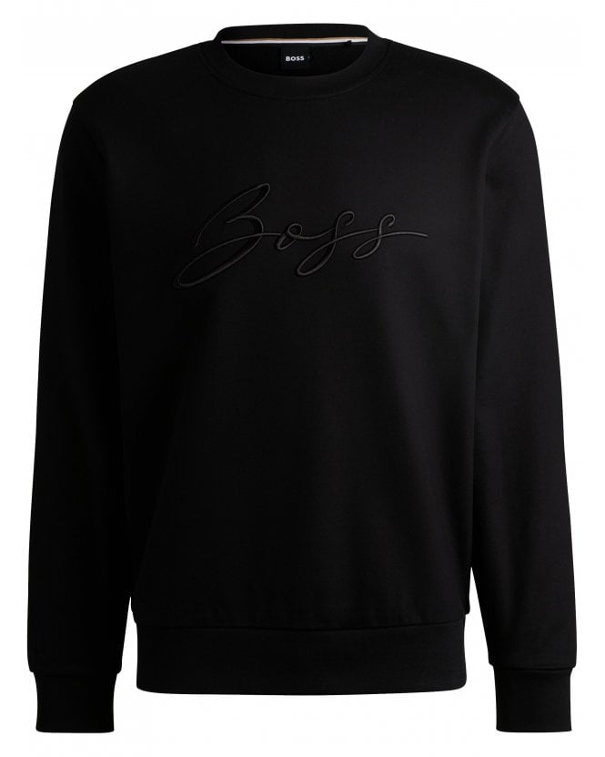 BOSS Mens C-Soleri Terry Script Logo Sweatshirt Black