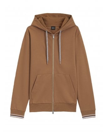 Mens C-Spence Patterned Drawstring Hoodie Brown