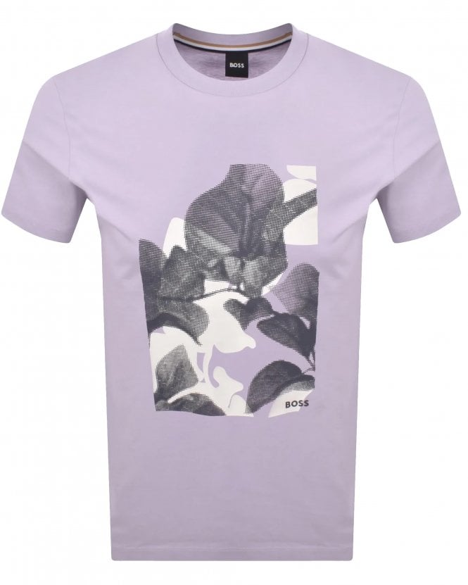 BOSS Mens C-Thompson 239 Flower Graphic T-Shirt - Open Purple
