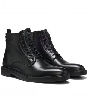 Mens Calev_Halb_lt Lace-Up Side Zip Leather Boots -Black