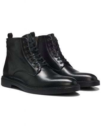Mens Calev_Halb_lt Lace-Up Side Zip Leather Boots -Black
