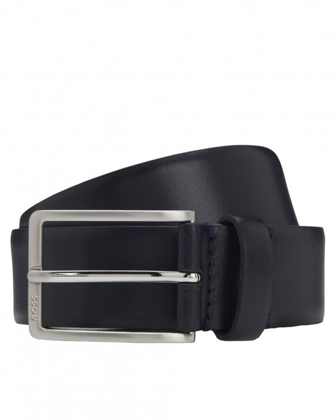 BOSS Mens Erman-LSZ35 Leather Belt - Dark Blue (Navy)