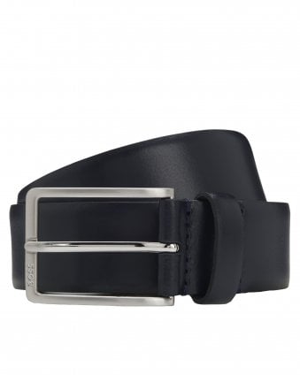 Mens Erman-LSZ35 Leather Belt - Dark Blue (Navy)