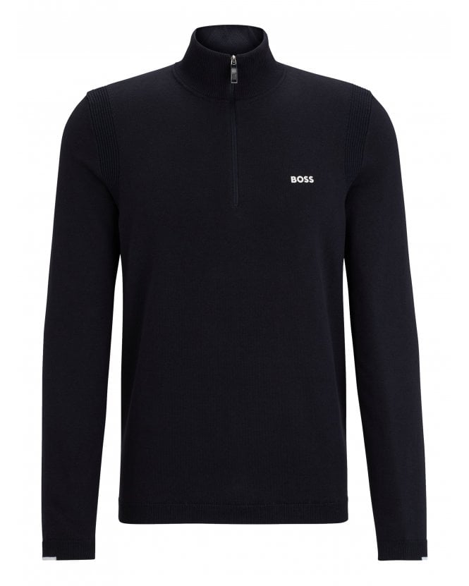 BOSS Mens Ever X Quarter Zip Jumper Dark Blue 