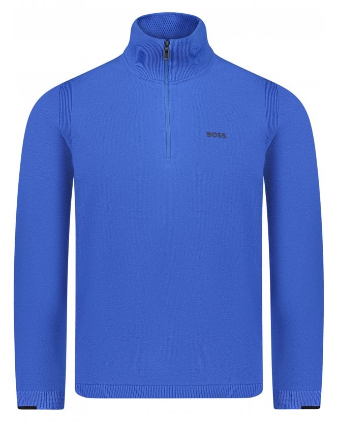 BOSS Mens Ever X QZ Quarter Zip Sweater Medium Blue