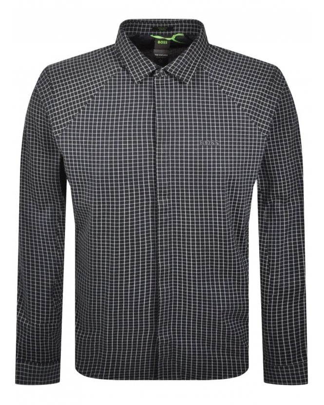 BOSS Mens Excurse L Check Shirt Dark Blue