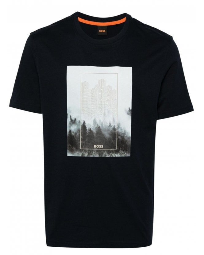 BOSS  Mens Forest Print T-Shirt Dark Blue