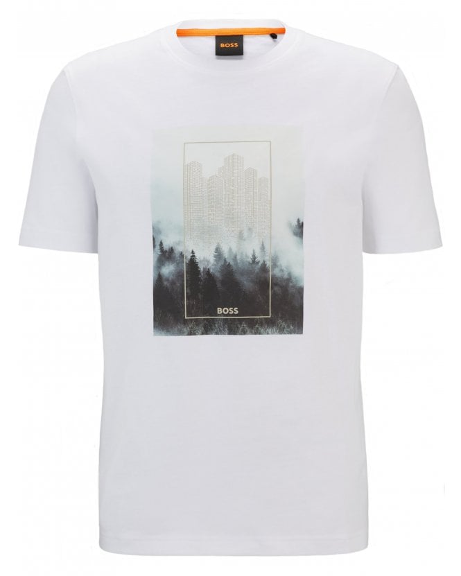 BOSS Mens Forest Print T-Shirt White