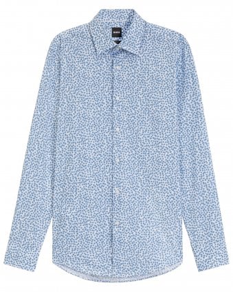 Mens H-Hank-K-C1-261 Patterned Slim Stretch Shirt - Light Blue