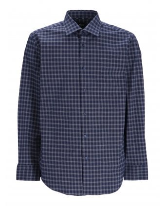 Mens H Hank Kent Navy Blue Checked Shirt
