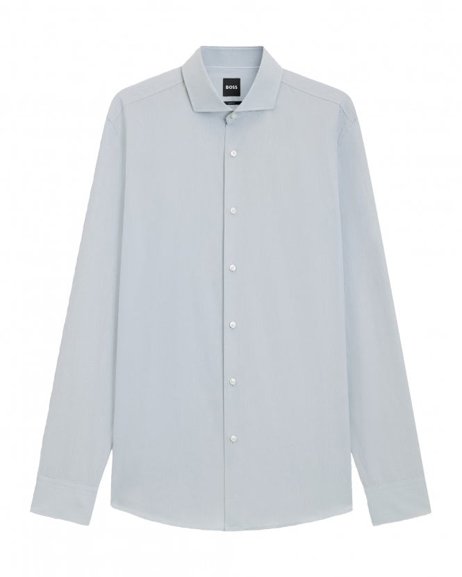 BOSS Mens H-Hank-SP-C1-261 Slim-Fit Chambray Shirt Light Green (Blue/Green)