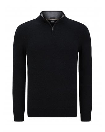 Mens H-Hermarlo Quarter Zip Jumper Black