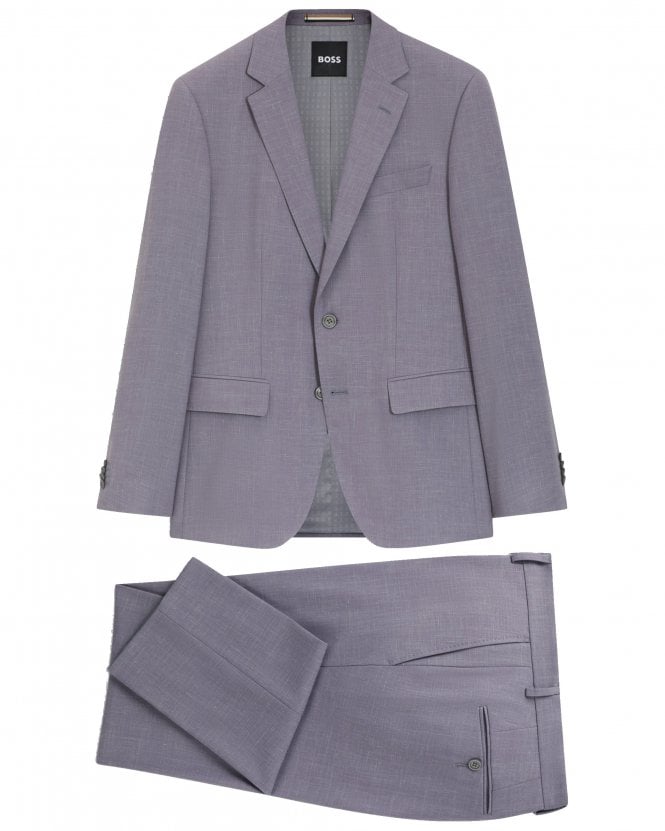BOSS Mens H-Huge-2Pcs-253 Slim-Fit Micro Pattern Suit - Purple
