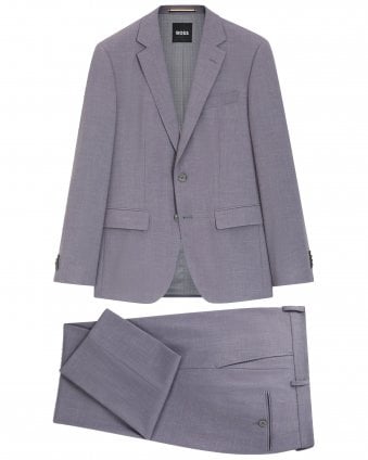 Mens H-Huge-2Pcs-253 Slim-Fit Micro Pattern Suit - Purple