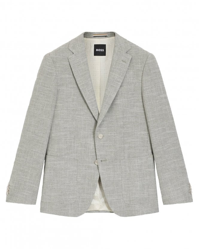 BOSS Mens H Hutson 2PP-253 Patterned Blazer Jacket - Light Green (Grey)