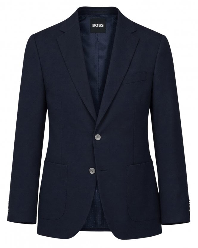 BOSS Mens H-Hutson-2PP-262 Virgin Wool Blazer Jacket - Dark Blue