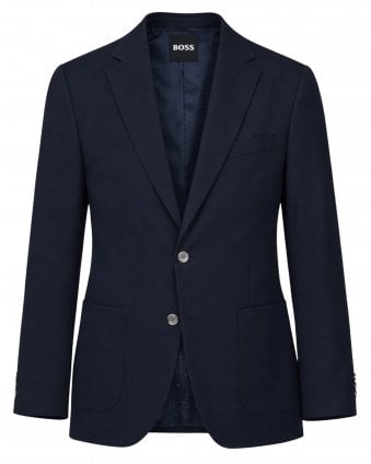 Mens H-Hutson-2PP-262 Virgin Wool Blazer Jacket - Dark Blue
