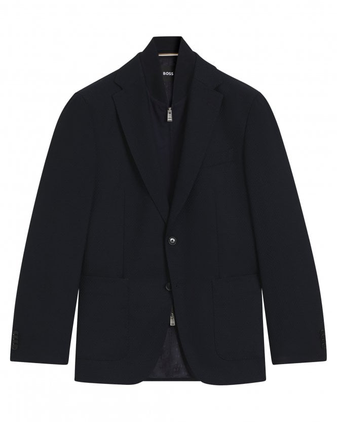 BOSS Mens H Hutson Bib 261 Slim-Fit Jacket with Integrated Vest - Dark Blue