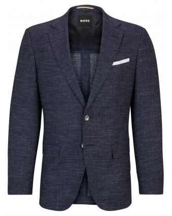Mens H-Hutson Pattern Wool Blend Slim Jacket Dark Blue