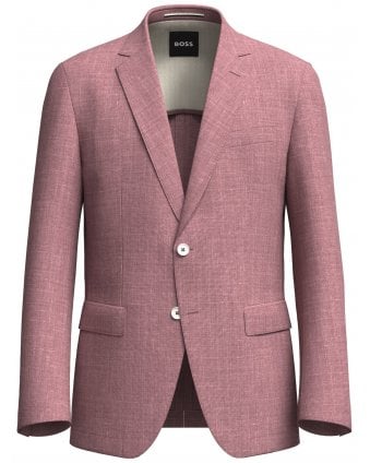 Mens H-Hutson Red Pattern Wool Blend Slim Jacket Rusty Pink