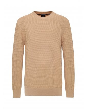 Mens H-Imberto Mixed Structure Jumper Beige