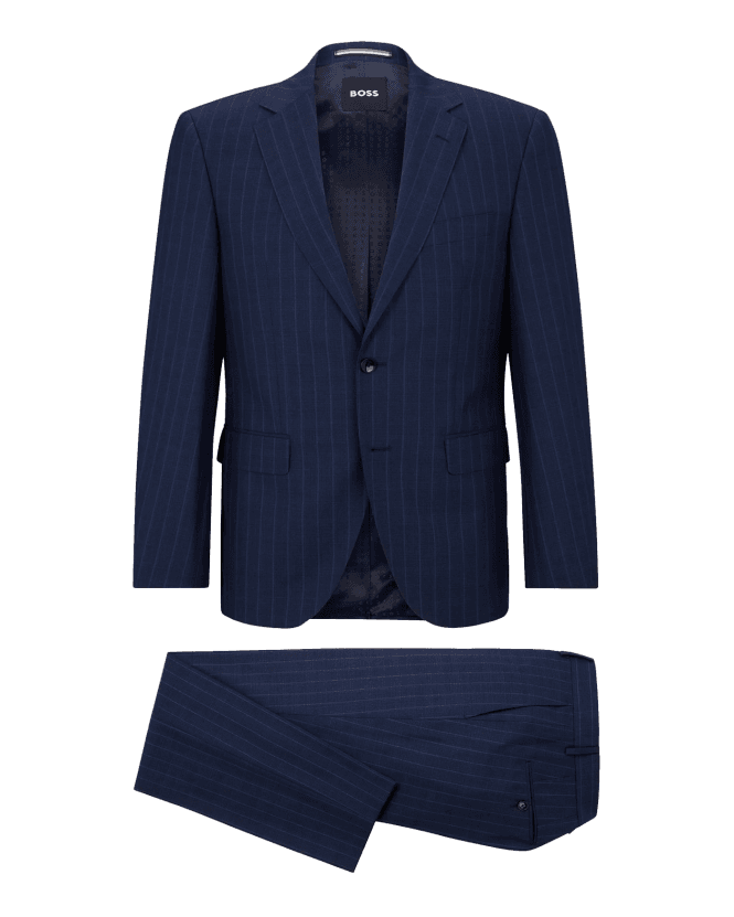BOSS Mens H Jeckson Pinstripe Suit Dark Blue