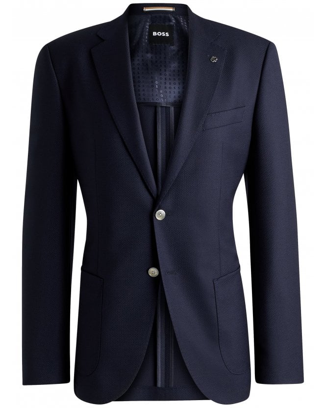 BOSS Mens H-Jenson Textured Pattern Jacket Dark Blue